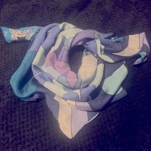 Coach 100% Silk Blue Floral and signature C scarf